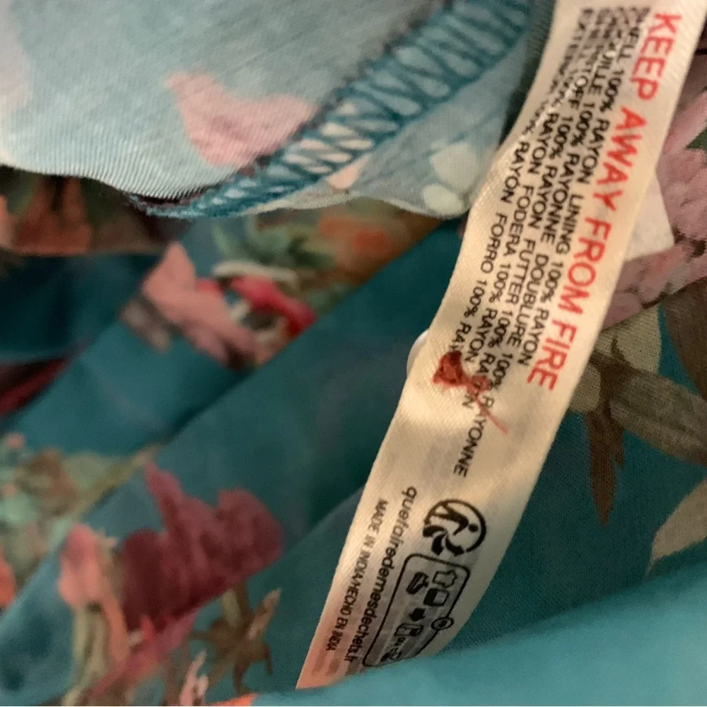 NWOT Anthropologie Teal Floral Smocked Puff Sleeve Midi Dress S - Picture 7 of 9